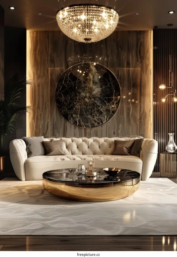 Opulent and Grand Villa Interior Adorned in Elegant Nobility