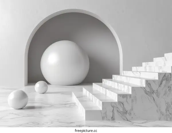 Modern Abstract Minimalist Marble Stairs Design