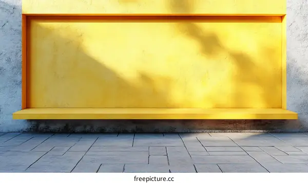 Empty Yellow Display Shelf Modern Architecture