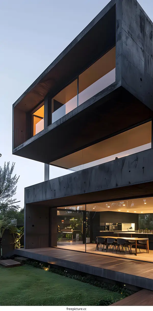 Modern Architecture House with Large Windows