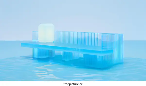 Abstract Glass Structure Floating on Water