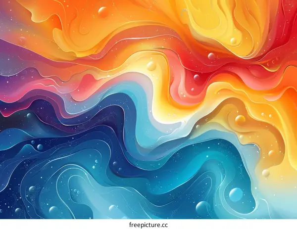 Abstract Colorful Liquid Waves Illustration
