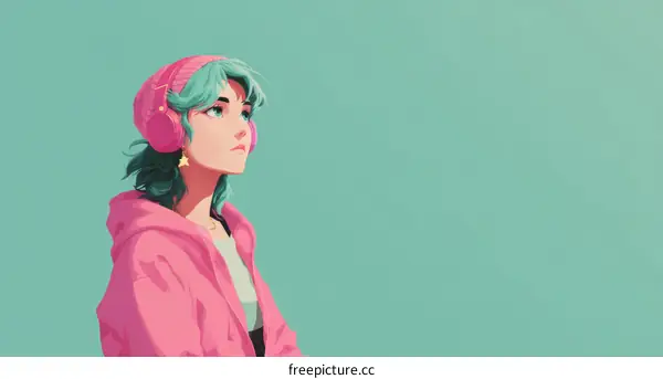 Stylish Girl with Headphones Illustration