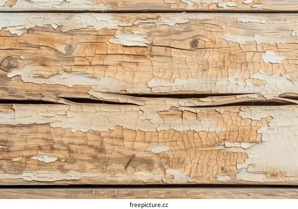 Cracked and Peeling Paint on Wooden Surface