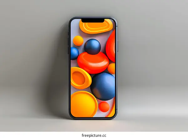 Modern Smartphone Mockup with Colorful Abstract Shapes