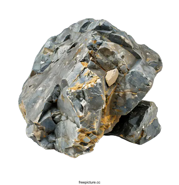 [Transparent Background PNG]Gray Rock With Sharp Edges Isolated On White Background