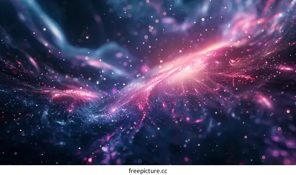 Interstellar space with glowing pink and blue dust
