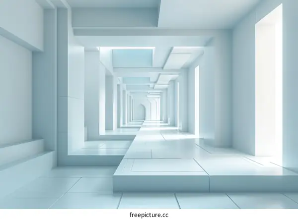Futuristic Empty Corridor Interior Design