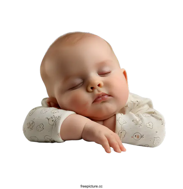 [Transparent Background PNG]Sleeping Baby with Closed Eyes and Hands
