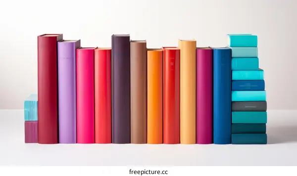 Colorful Books of Different Sizes in a Row