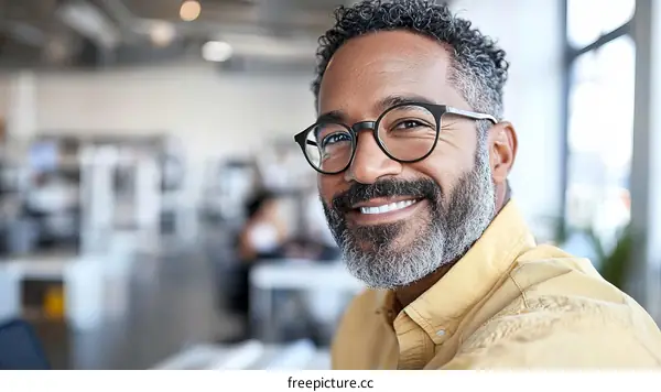 Smiling Business Person in Modern Office