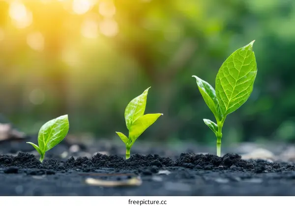 Growing Plants in the Soil with Sunlight