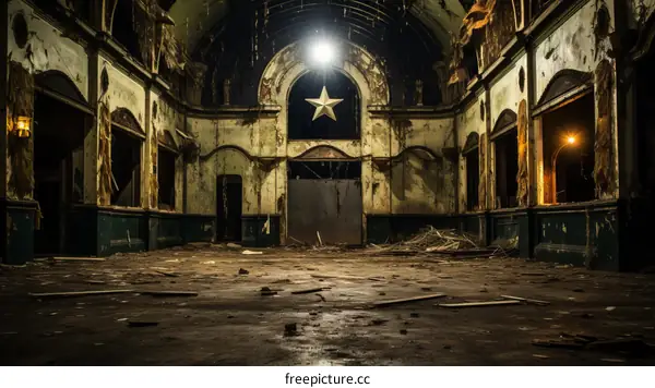 Rundown Ballroom with a Light Burst