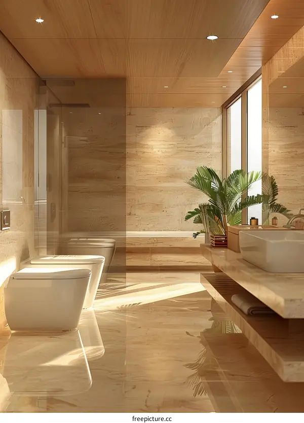 Modern Luxury Bathroom Design Interior Illustration