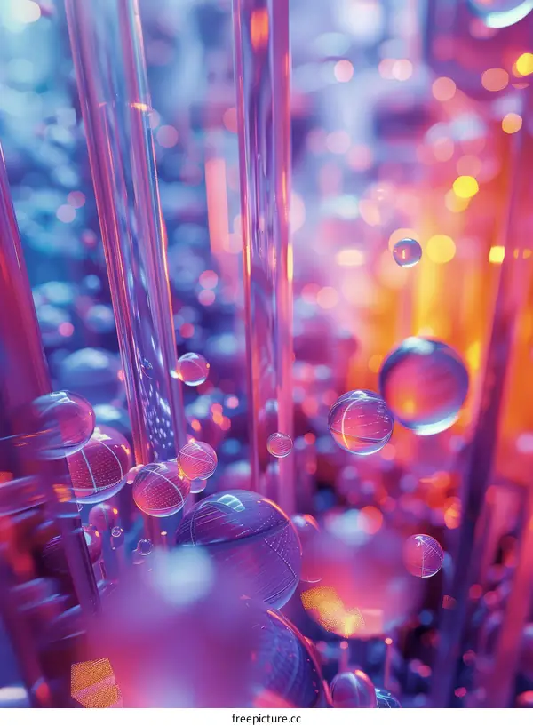 Vivid spheres float in a surreal dreamscape