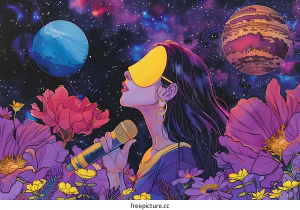 girl singing in cosmos