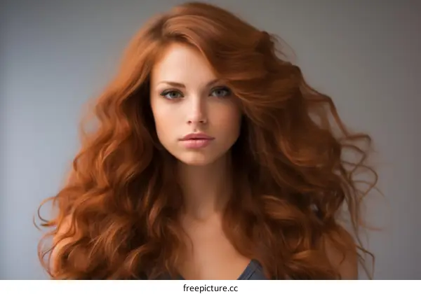 portrait of a beautiful young woman with long red hair