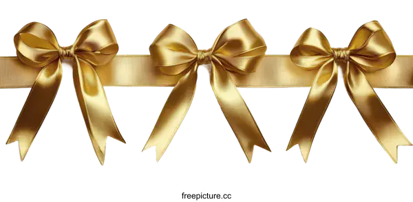 [Transparent Background PNG]Gold Ribbons with Bows