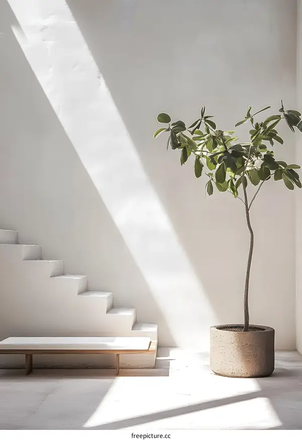 Minimalist Interior Design With Sunlight Streaming Through Window
