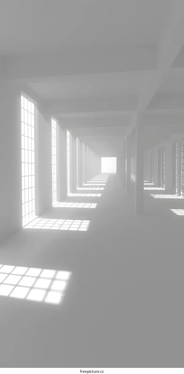 White Empty Room With Large Windows and Sunlight