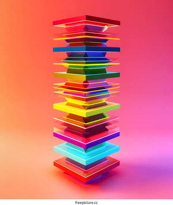 Rainbow Abstract Stack of Geometric Shapes