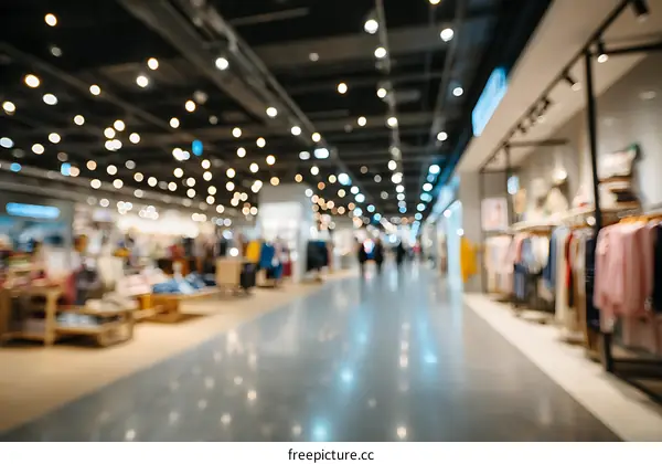 Blurred View of a Shopping Mall Interior