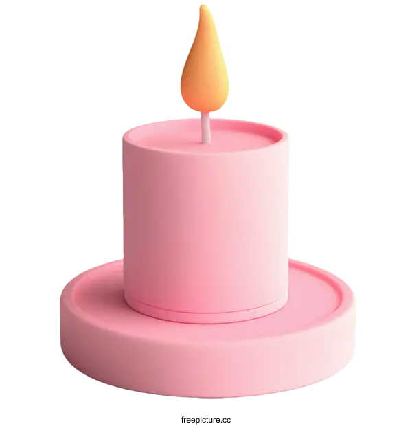 [Transparent Background PNG]Pink Candle with Orange Flame Illustration