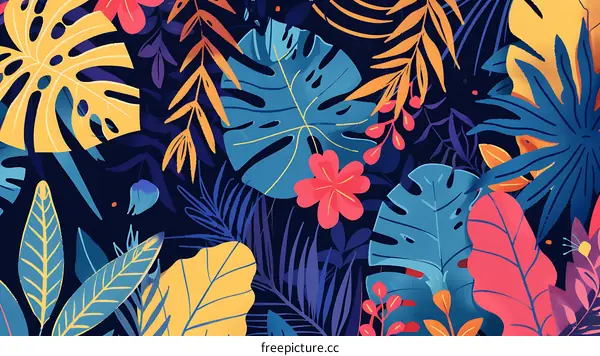 Tropical Leaves Pattern Illustration