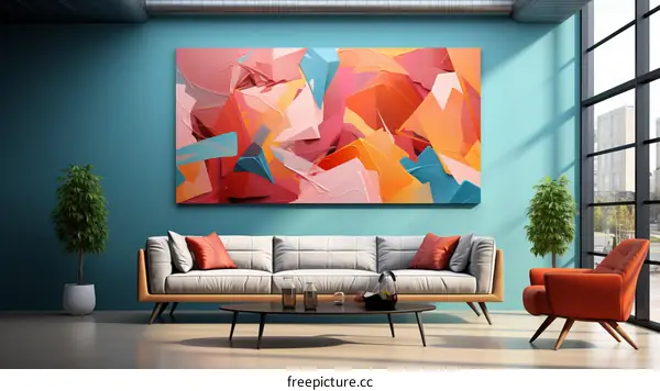 Vibrant Geometric Shapes Abstraction Living Room