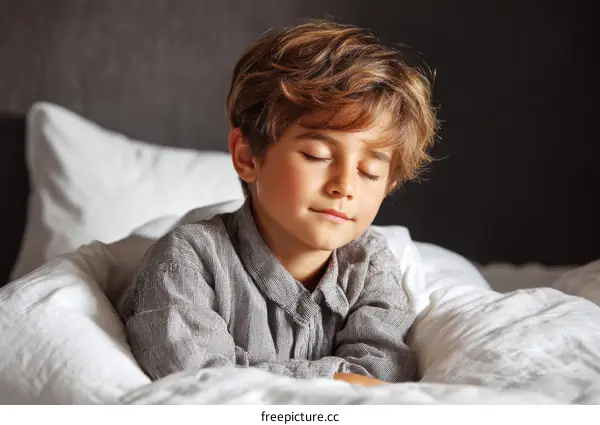 Peaceful Child Resting in Bed