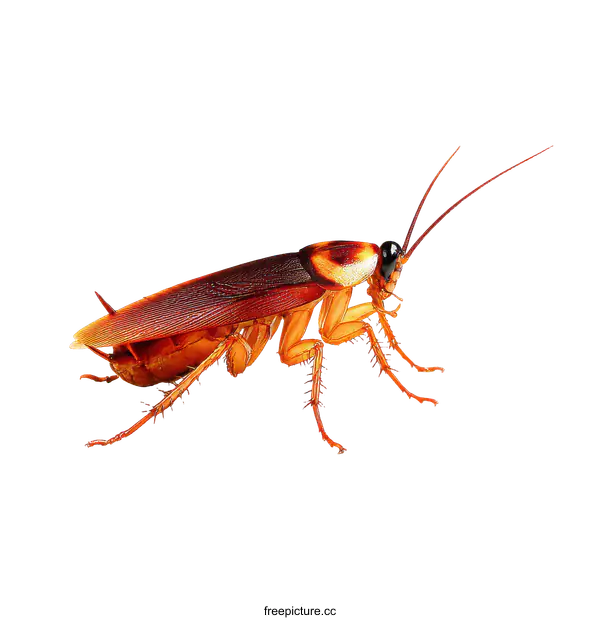 [Transparent Background PNG]Close-up of a Cockroach on a White Background
