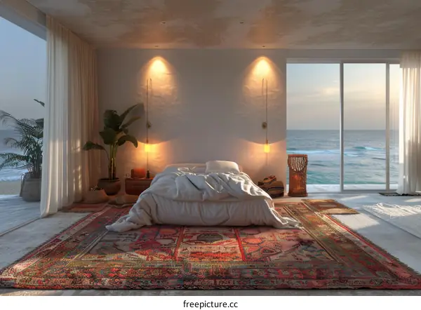 Coastal Bedroom Interior Design Illustration