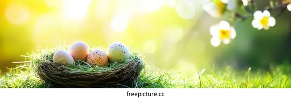 Springtime Easter Eggs in a Nest