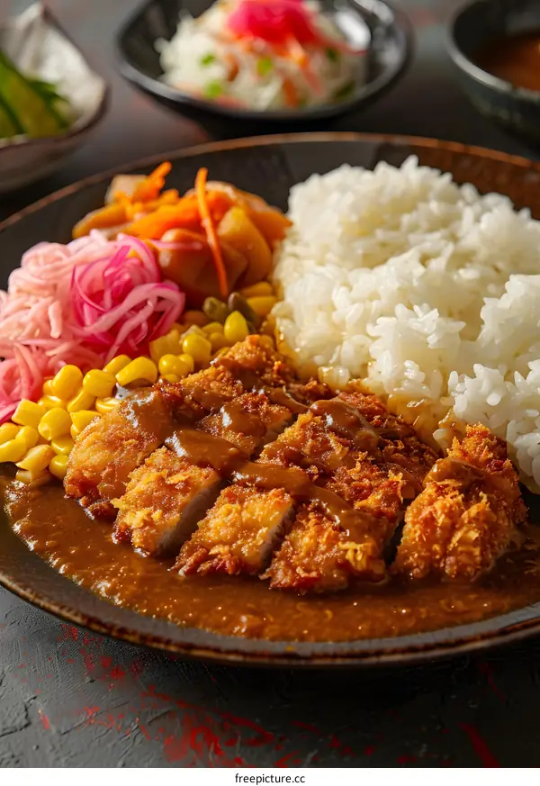 Japanese curry with tonkatsu and vegetables