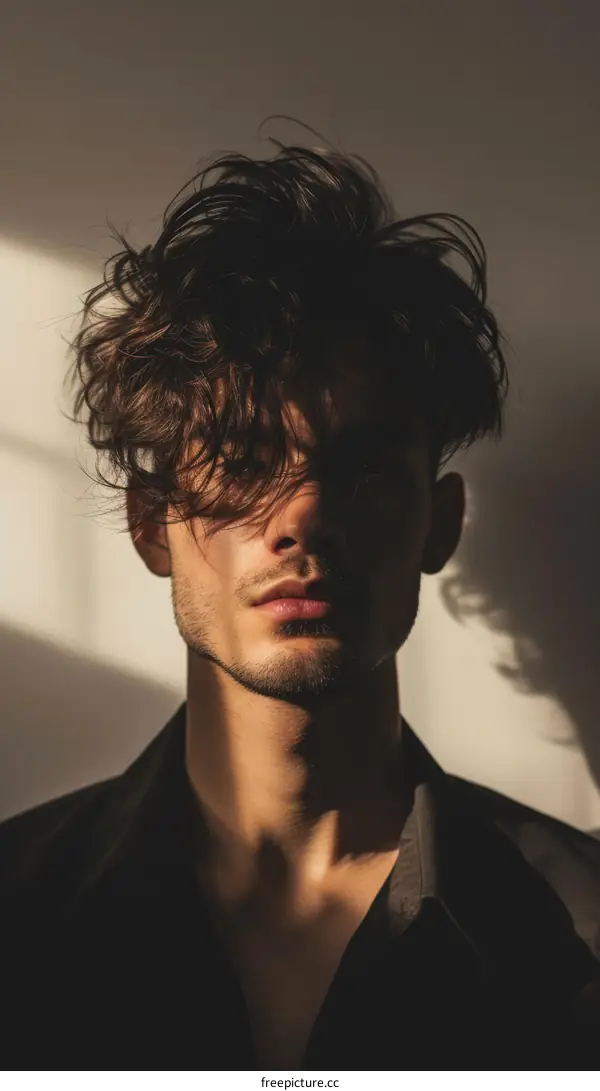 Portrait of a young man with dark hair and beard