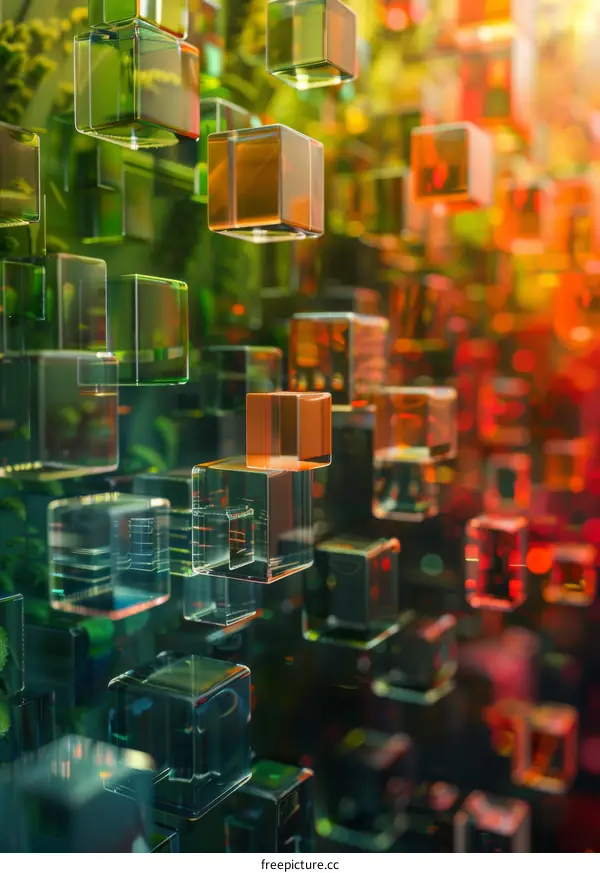 Colorful 3D Glass Cube Abstract Background