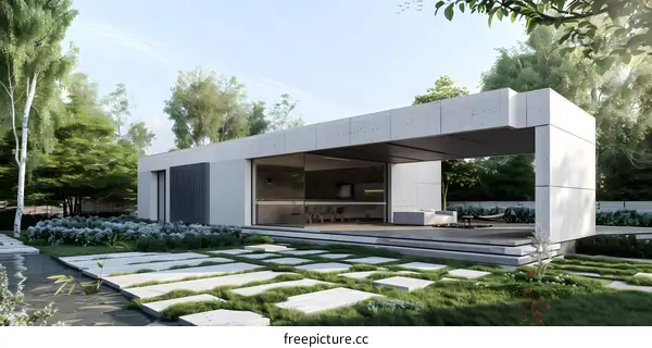 Modern Minimalist Concrete House Design With Patio