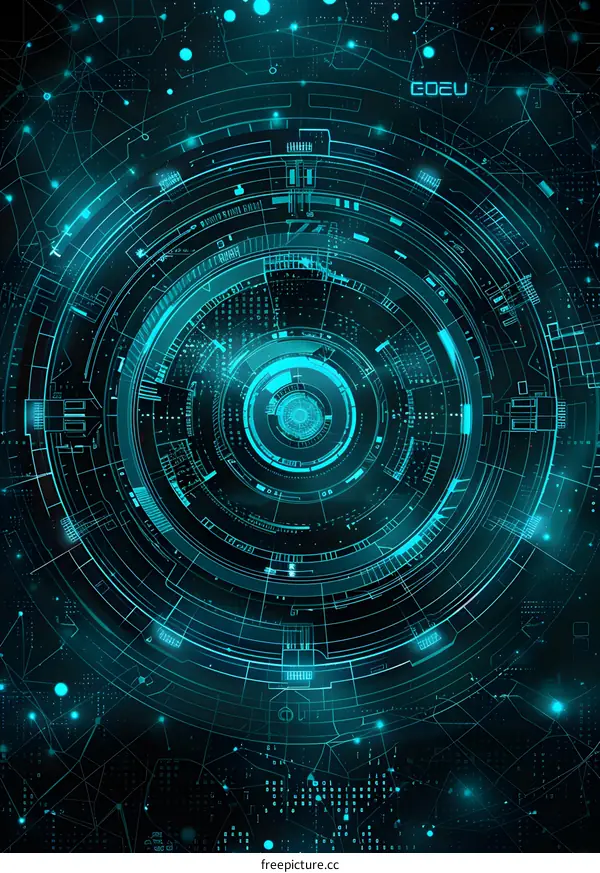 Blue technology background with circles and lines
