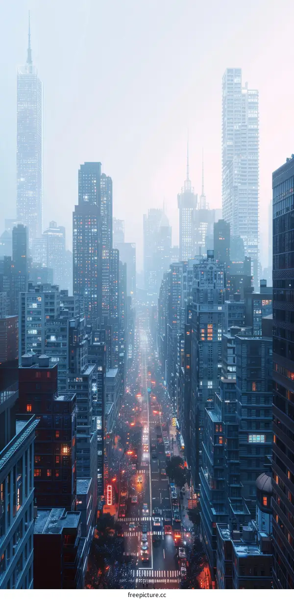 Aerial View of a Busy City Street