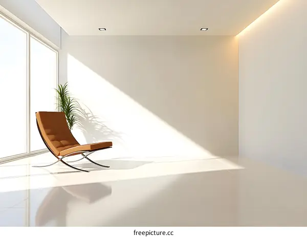 Minimalist Interior Design with Modern Chair and Sunlight