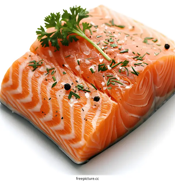 Fresh salmon fillet with herbs and spices