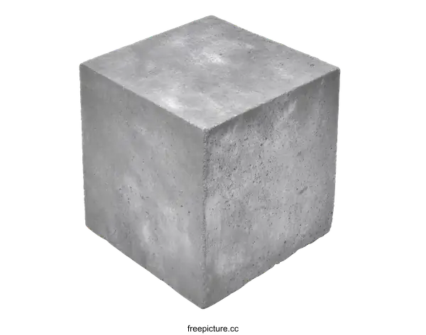 [Transparent Background PNG]Grey Concrete Cube Isolated on White Background