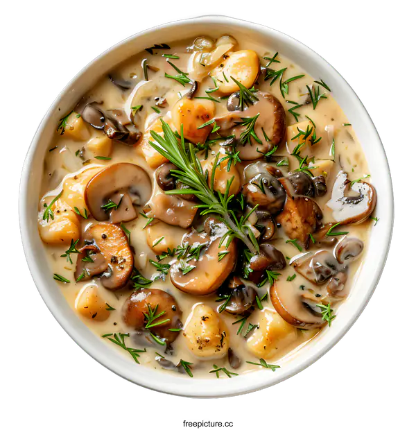 [Transparent Background PNG]Creamy Mushroom and Gnocchi Soup