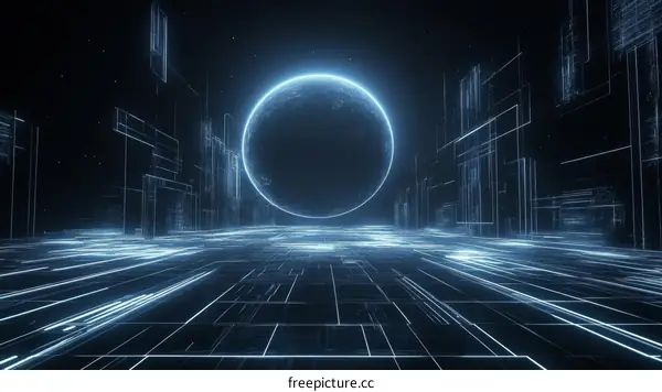 Digital Cityscape Futuristic Abstract Scene