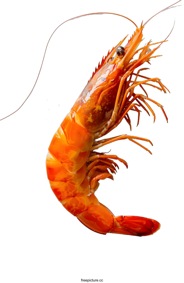 [Transparent Background PNG]A large cooked prawn on a white background