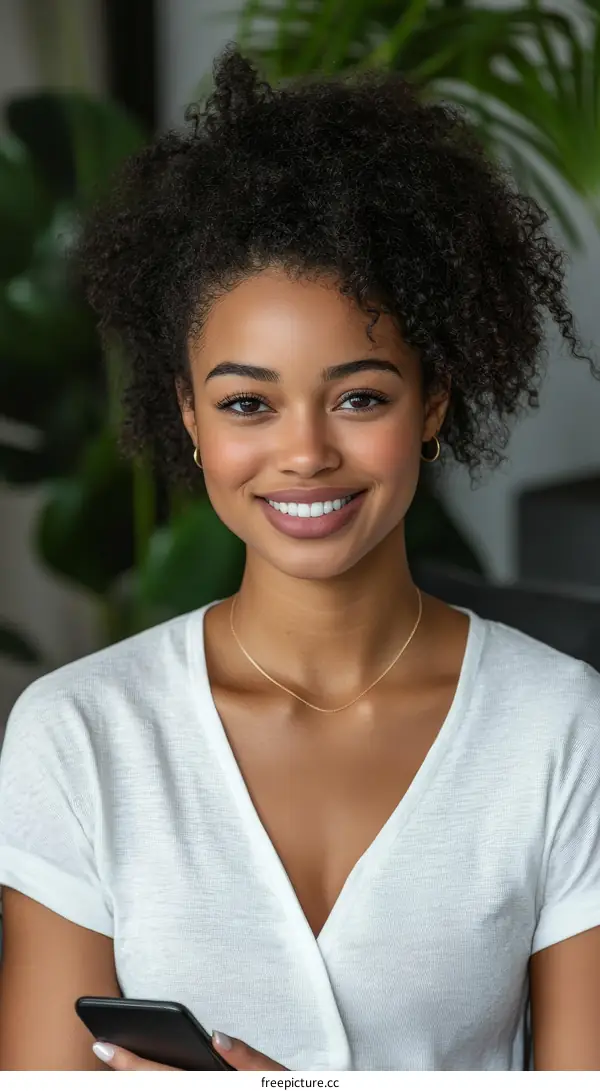 Closeup Portrait of a Smiling Young Woman