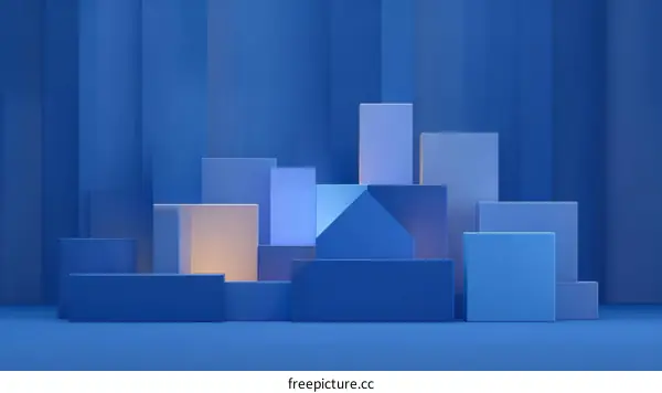 Abstract Geometric Shapes in Blue