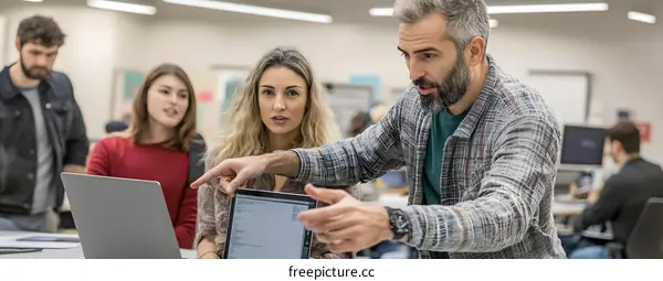 Team of  Programmers Collaborating on a Coding Project