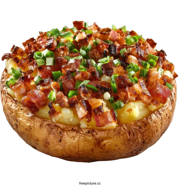 [Transparent Background PNG]Baked Potato Stuffed with Bacon and Cheese