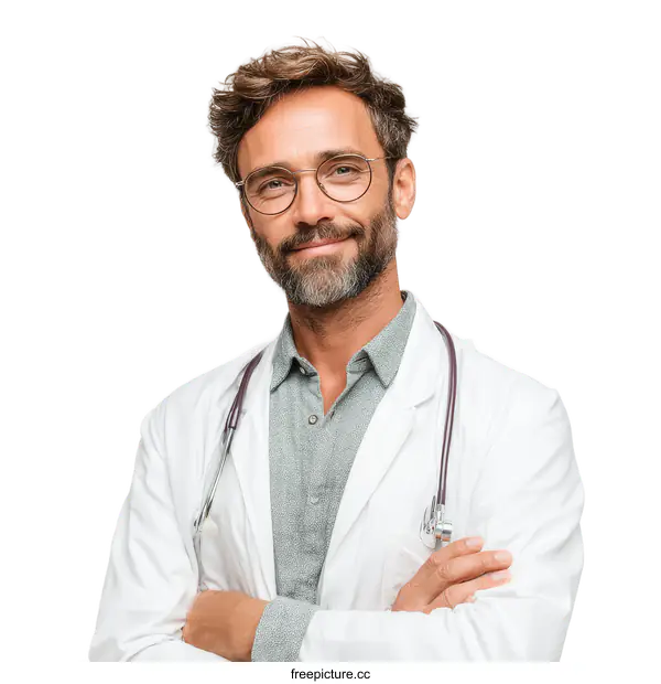 [Transparent Background PNG]Confident Doctor Posing Professional Medical Portrait